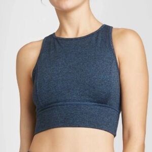 JoyLab Heathered Dark Grey High Neck Cropped Top Size M